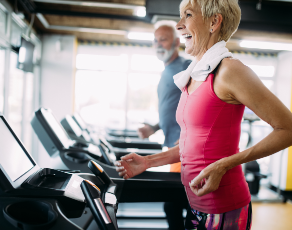 lady running on treadmill